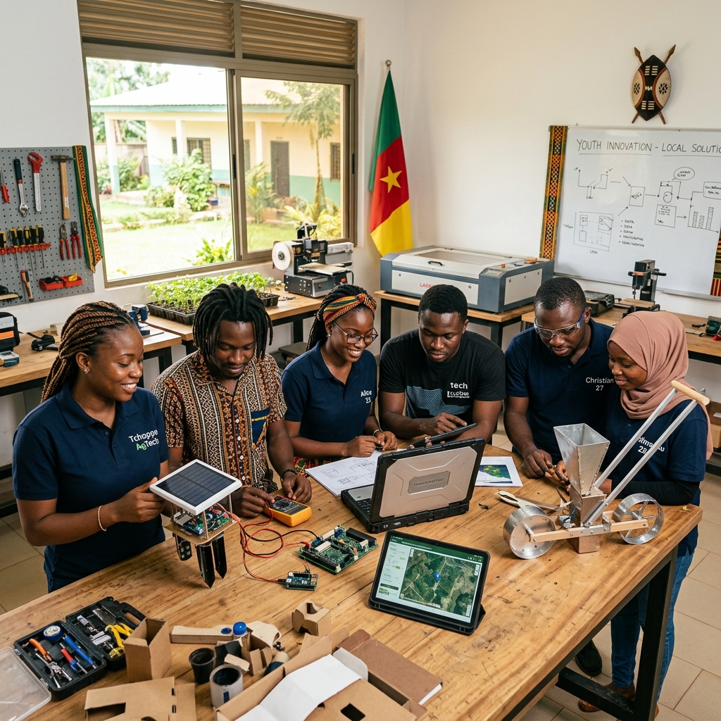 Jeune entrepreneur camerounais dans son atelier